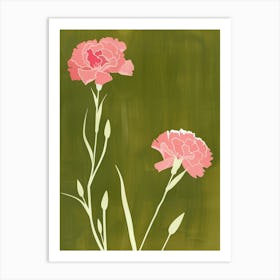 Pink & Green Carnation 4 Art Print