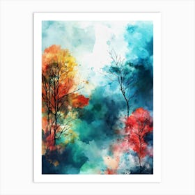 Watercolor Of Trees Art Print