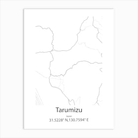 Tarumizu,Japan Minimalist Map Art Print