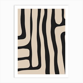 Beige & Black Abstract Art Art Print