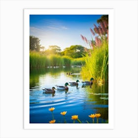 Ducks In The Pond Art Print