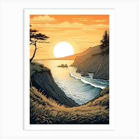 Lost Coast Trail Usa 2 Vintage Travel Illustration Art Print