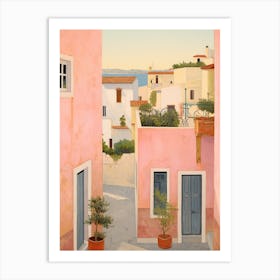 Lagos Portugal 1 Vintage Pink Travel Illustration Art Print