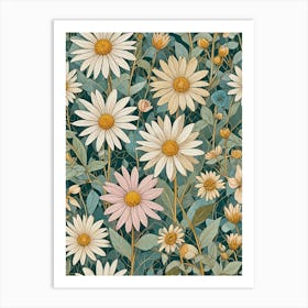 Joyous Daisy Pattern Art Print