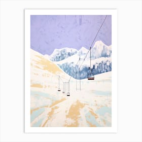 Cortina D Ampezzo   Italy, Ski Resort Pastel Colours Illustration 1 Art Print