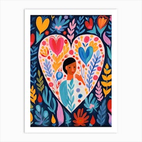 Matisse Inspired Heart Illustration Of A Person 2 Art Print