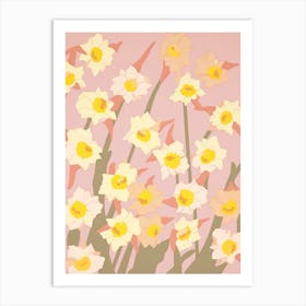 Daffodils Flower Big Bold Illustration 3 Art Print