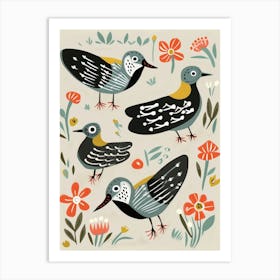 Folk Style Bird Painting Grey Plover 1 Art Print