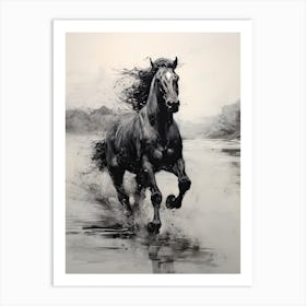 A Horse Painting In The Style Of Monochrome Painting 1 Art Print