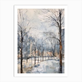 Winter City Park Painting Parc De La Tete D Or Lyon France 2 Art Print