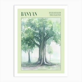 Banyan Tree Atmospheric Watercolour Painting 5 Poster Art Print