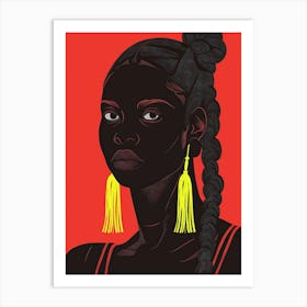 Black Woman With Tassel Earrings Art Print