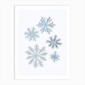 Snowflakes In The Snow,  Snowflakes Pencil Illustration 3 Art Print