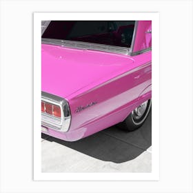 Retro Pink Thunderbird Car In Palm Springs Art Print