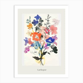Larkspur Collage Flower Bouquet Poster Art Print