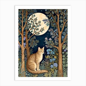 William Morris Cat In The Moonlight 9 Art Print