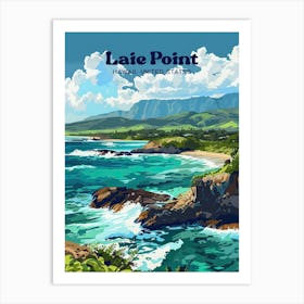 Laie Point Hawaii Cliff Jump Travel Art Poster