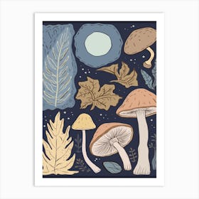 Magic Spring Mushrooms Illustration 3 Art Print