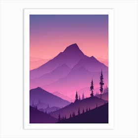 Misty Mountains Vertical Composition In Purple Tone 24 Art Print