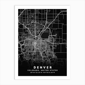 Denver Colorado United States Black Map Art Print