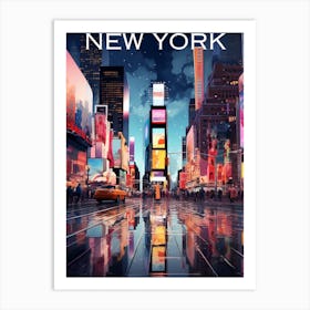 Colourful America travel poster New York Times Square Art Print