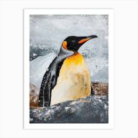 King Penguin Half Moon Island Colour Block Painting 3 Art Print