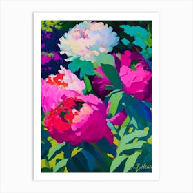 Lower Gardens Peonies Colourful 1 Painting Art Print