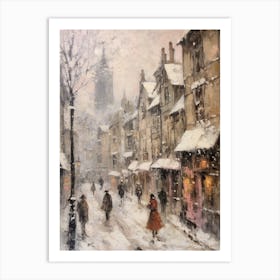 Vintage Winter Painting Canterbury United Kingdom 2 Art Print