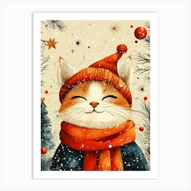 Christmas Cat Art Print