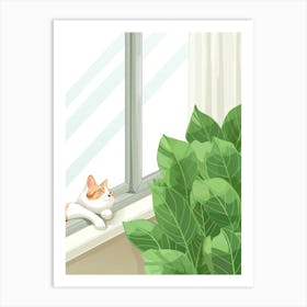 Cat On The Window Sill 1 Art Print