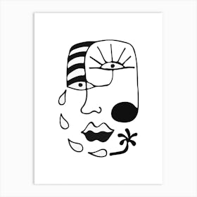 Face Of A Woman Abstract Illustration Art Print