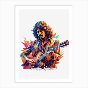 The Beatles George Harrison 03 Portrait Music Icon WPAP Pop Art Style Art Print