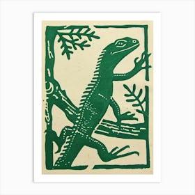 Lizard In The Woods Bold Block 4 Art Print