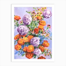 Marigold And Hydrange Art Print