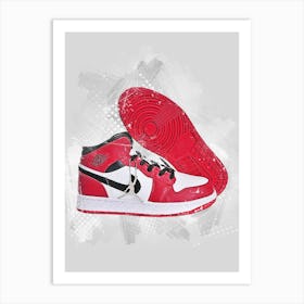 Air Jordan 1 Red Watercolor Art Print