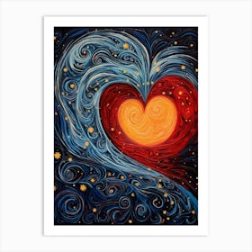 Van Gogh Inspired Heart Swirls 1 Art Print