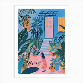 Girl Gardening Lo Fi Kawaii Illustration 2 Art Print