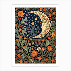 William Morris Moon And Flowers 6 Art Print