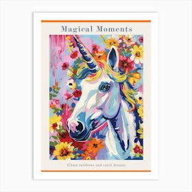 Unicorn Floral Portrait Poster Art Print