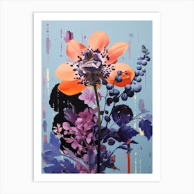 Surreal Florals Larkspur 1 Flower Painting Art Print