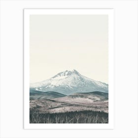 Mount Katahdin Usa Color Line Drawing (8) Art Print