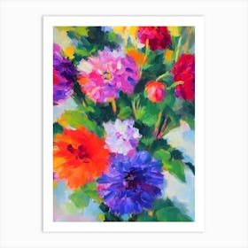 Dahlia Imperialis Floral Print Abstract Block Colour 2 Flower Art Print