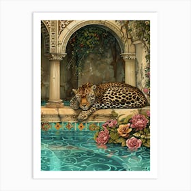 Leopard And Roses Art Print