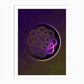 Geometric Neon Glyph on Jewel Tone Triangle Pattern 263 Art Print