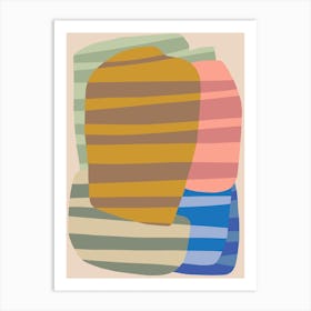Striped Color Pebbles Art Print