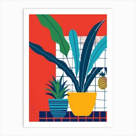 Potted Plants And Pineapples Art Print