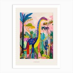 Colourful Dinosaur Pattern Painting Poster Art Print