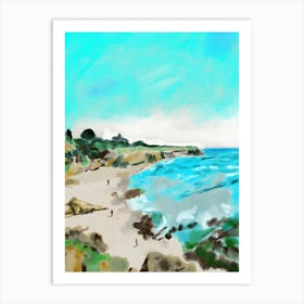 Seaside Hill And Beach Landscape Art Print