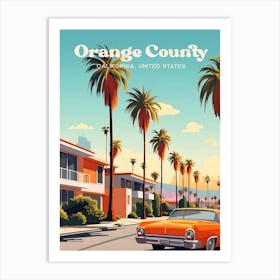 Orange County California United States Vintage Modern Travel Illustration Art Print