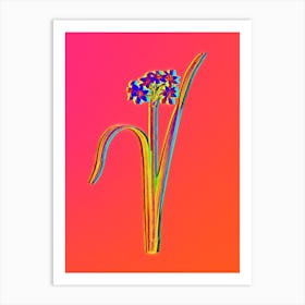 Neon Cowslip Cupped Daffodil Botanical in Hot Pink and Electric Blue n.0430 Art Print